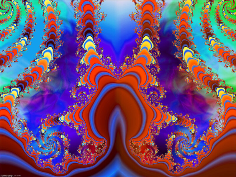 Colorful Fractal Pattern — Blue, Vibrant, Abstract, Swirls, Spirals
