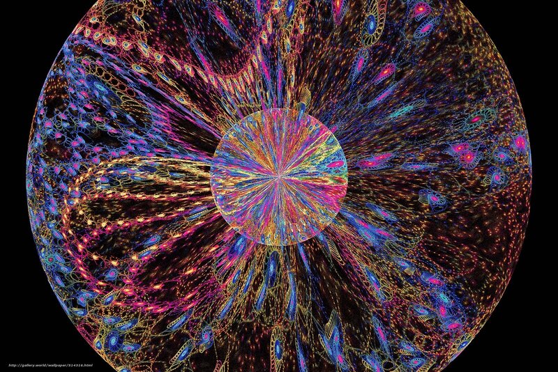 Colorful Fractal Pattern — Blue, Vibrant, Digital Art, Circle