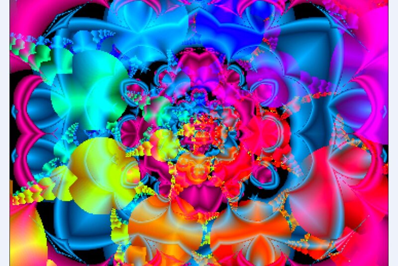 Colorful Fractal Pattern — Blue, Vibrant, Digital Art, Colors