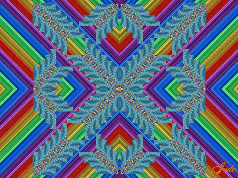 Colorful Fractal Pattern — Blue, Vibrant, Digital Art, Geometric Shapes