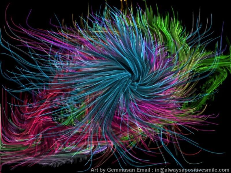 Colorful Fractal Pattern — Blue, Vibrant, Digital Art, Spiral