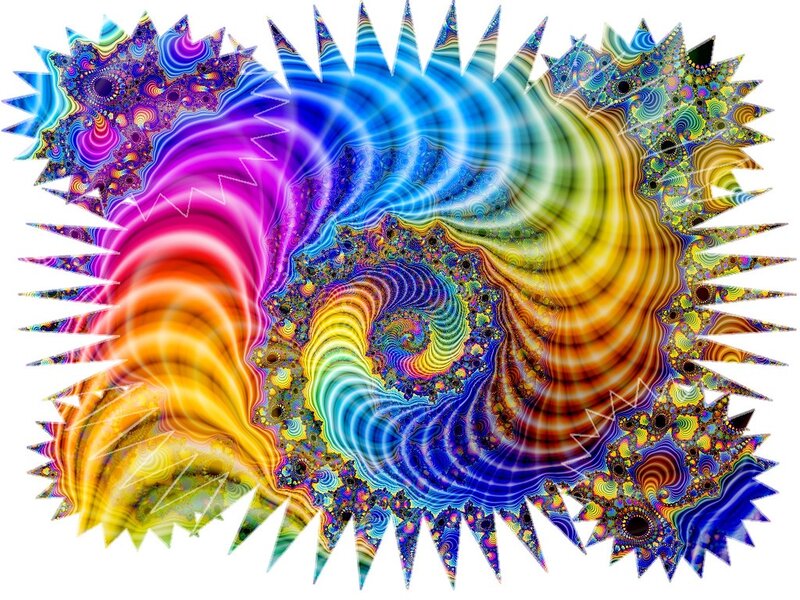 Colorful Fractal Pattern — Blue, Vibrant, Digital Art, Spiral, Wave