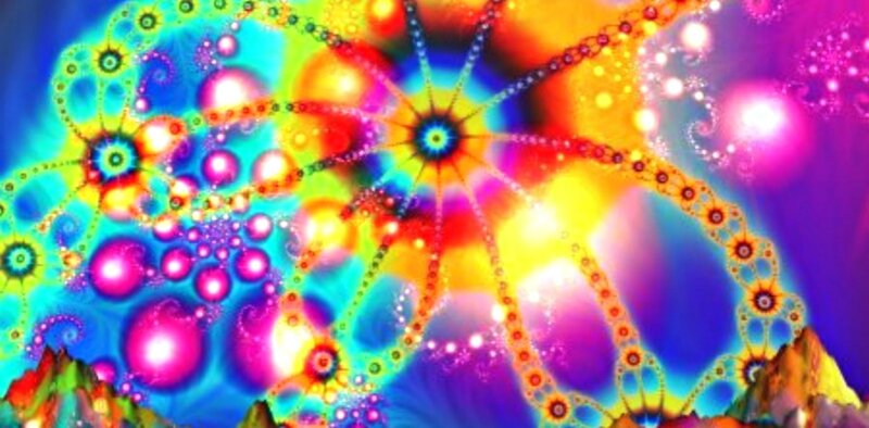 Colorful Fractal Pattern — Blue, Vibrant, Digital Art, Spirals, Circles