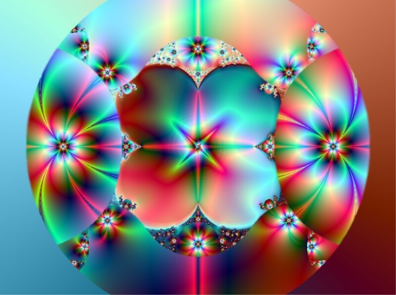 Colorful Fractal Pattern — Blue, Vibrant, Digital Art, Stars