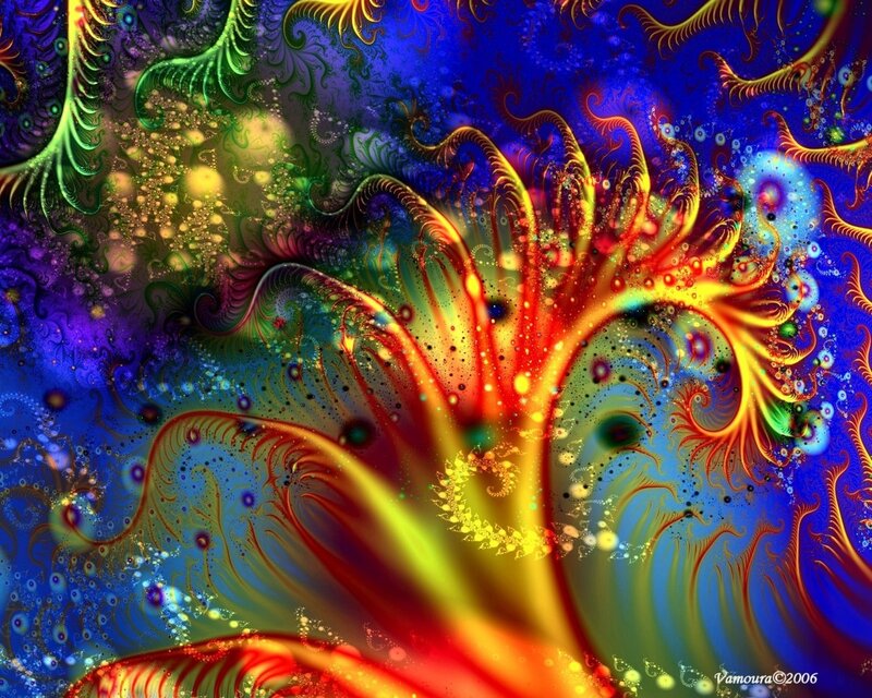 Colorful Fractal Pattern — Blue, Vibrant, Digital Art, Swirls