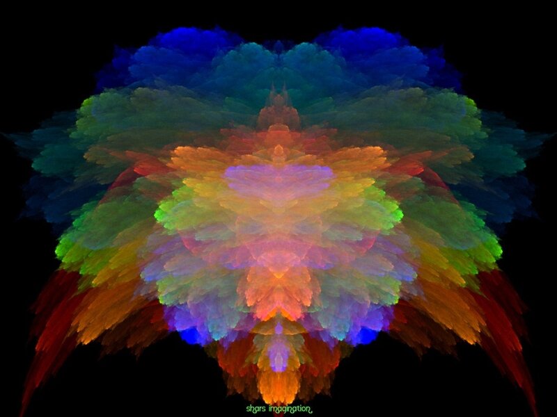 Colorful Fractal Pattern — Blue, Vibrant, Digital Art, Symmetry