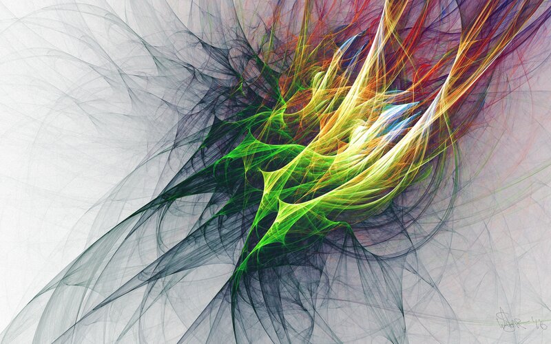 Colorful Fractal Pattern — Green, Dynamic, Abstract, Lines