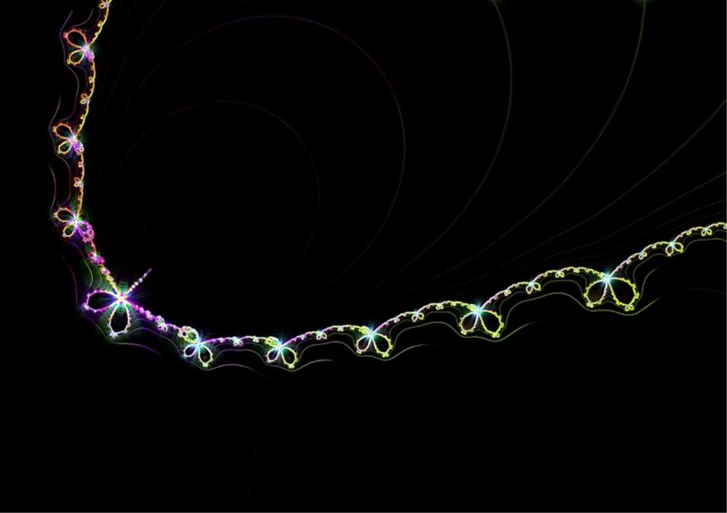 Colorful Fractal Pattern — Green, Dynamic, Abstract, Spiral, Light Trails