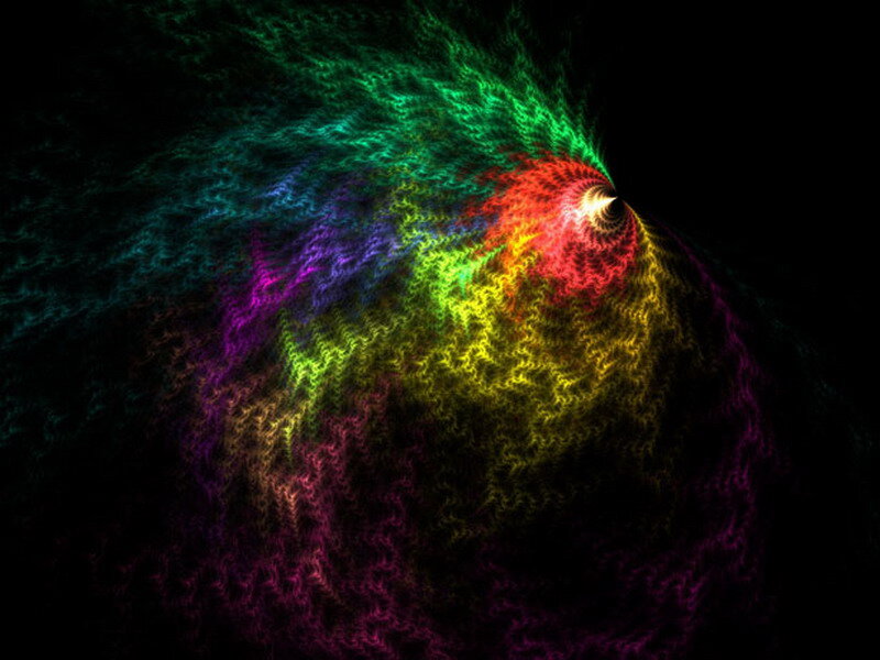 Colorful Fractal Pattern — Green, Dynamic, Abstract, Spiral
