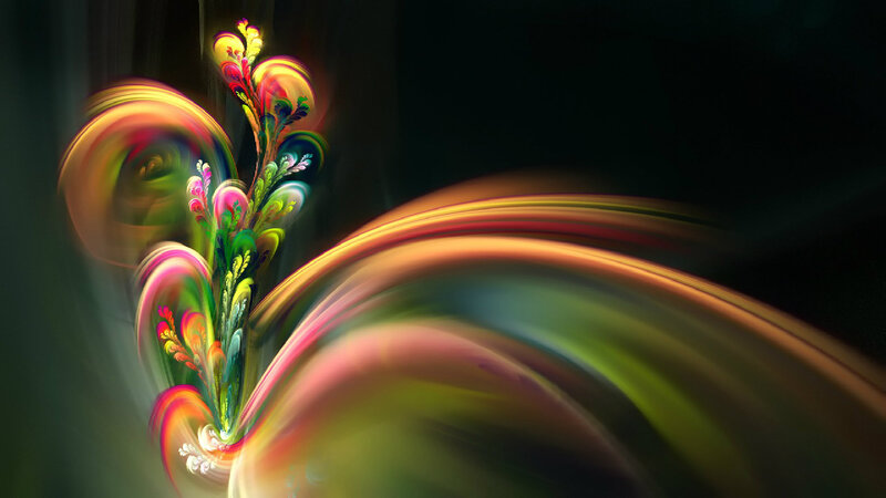 Colorful Fractal Pattern — Green, Dynamic, Digital Art