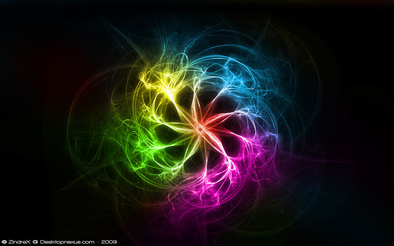 Colorful Fractal Pattern — Green, Energetic, Abstract, Light Trails, Energy Swirls