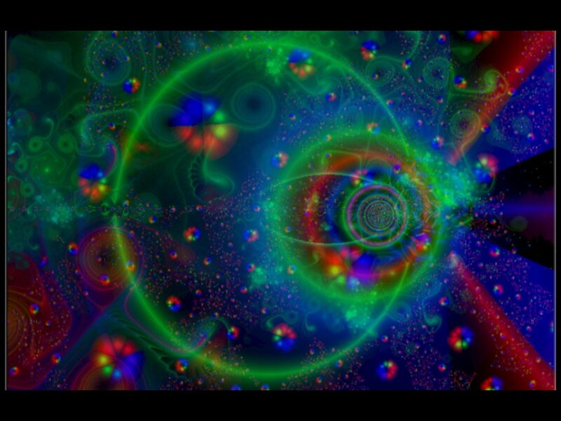 Colorful Fractal Pattern — Green, Hypnotic, Abstract, Circles, Particles
