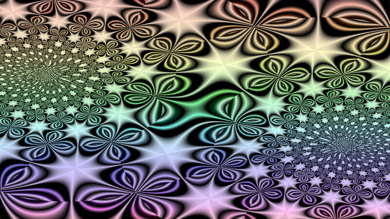 Colorful Fractal Pattern — Green, Hypnotic, Abstract, Flowers, Stars