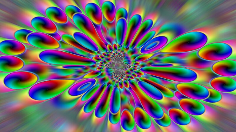 Colorful Fractal Pattern — Green, Hypnotic, Abstract, Spiral, Colors
