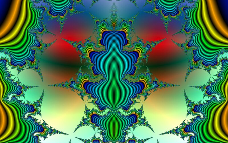 Colorful Fractal Pattern — Green, Hypnotic, Abstract, Stripes