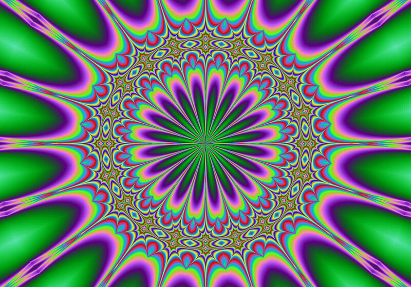 Colorful Fractal Pattern — Green, Hypnotic, Abstract