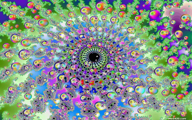 Colorful Fractal Pattern — Green, Hypnotic, Digital Art, Bubbles