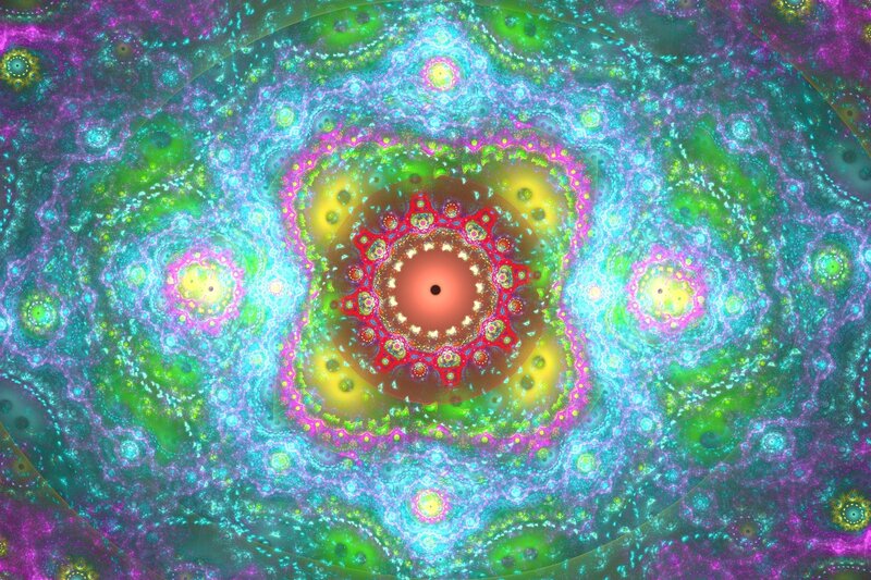 Colorful Fractal Pattern — Green, Hypnotic, Digital Art, Circles, Mandala