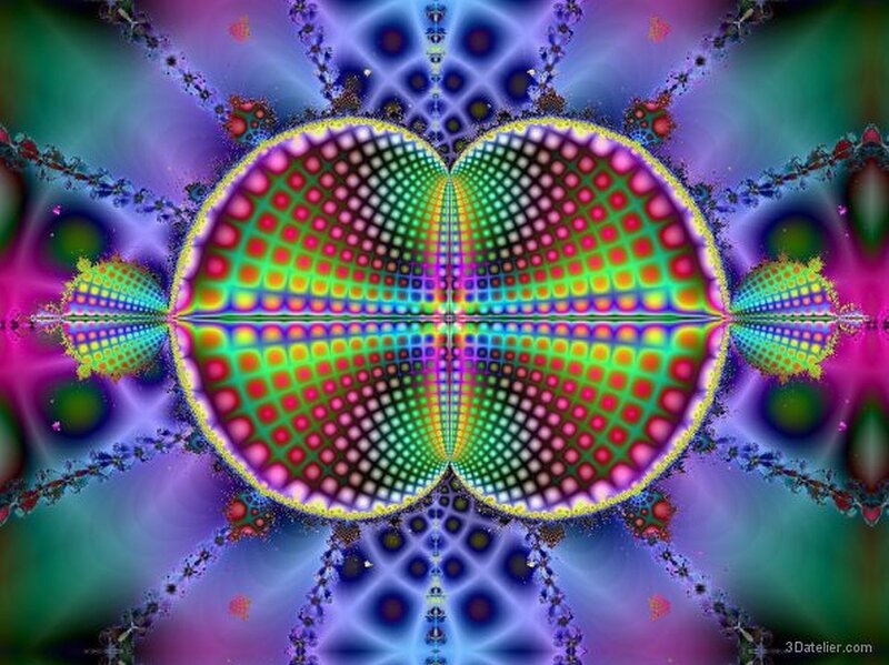Colorful Fractal Pattern — Green, Hypnotic, Digital Art, Dots