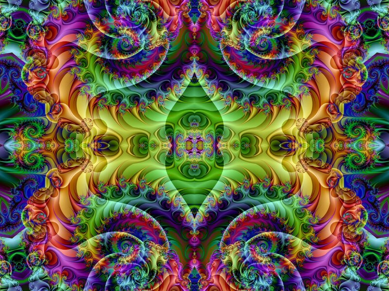 Colorful Fractal Pattern — Green, Hypnotic, Digital Art, Spirals
