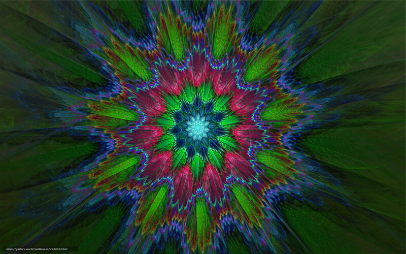 Colorful Fractal Pattern — Green, Hypnotic, Digital Art, Star