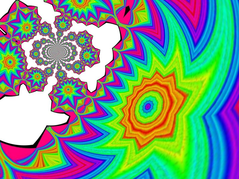 Colorful Fractal Pattern — Green, Hypnotic, Digital Art, Stars
