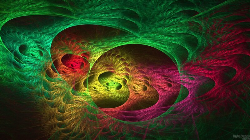 Colorful Fractal Pattern — Green, Hypnotic, Digital Art, Swirls