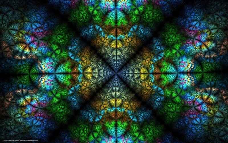 Colorful Fractal Pattern — Green, Hypnotic, Digital Art, Symmetry, Colors
