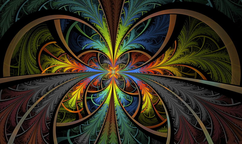 Colorful Fractal Pattern — Green, Hypnotic, Digital Art