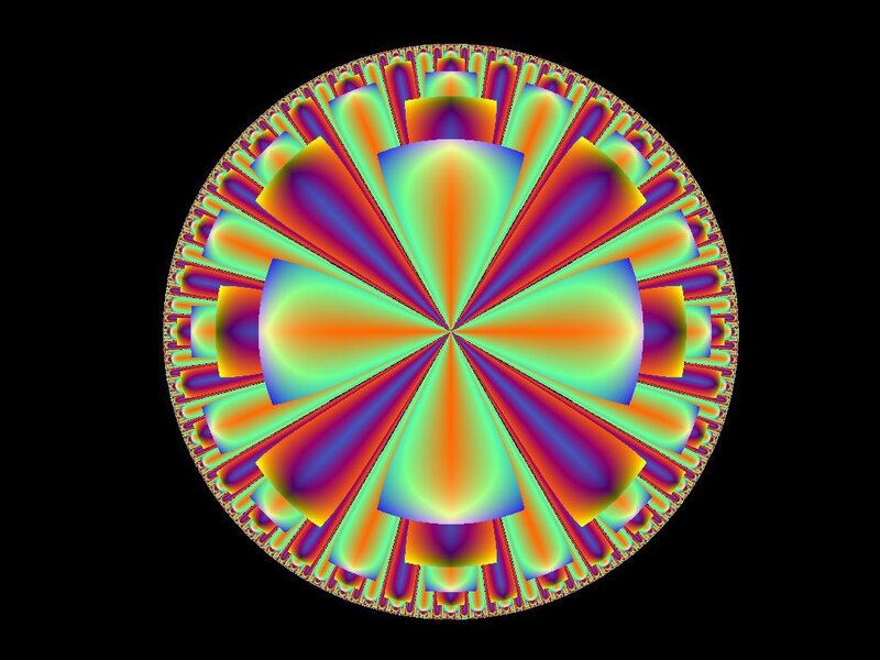 Colorful Fractal Pattern — Green, Vibrant, Abstract, Circle, Rays