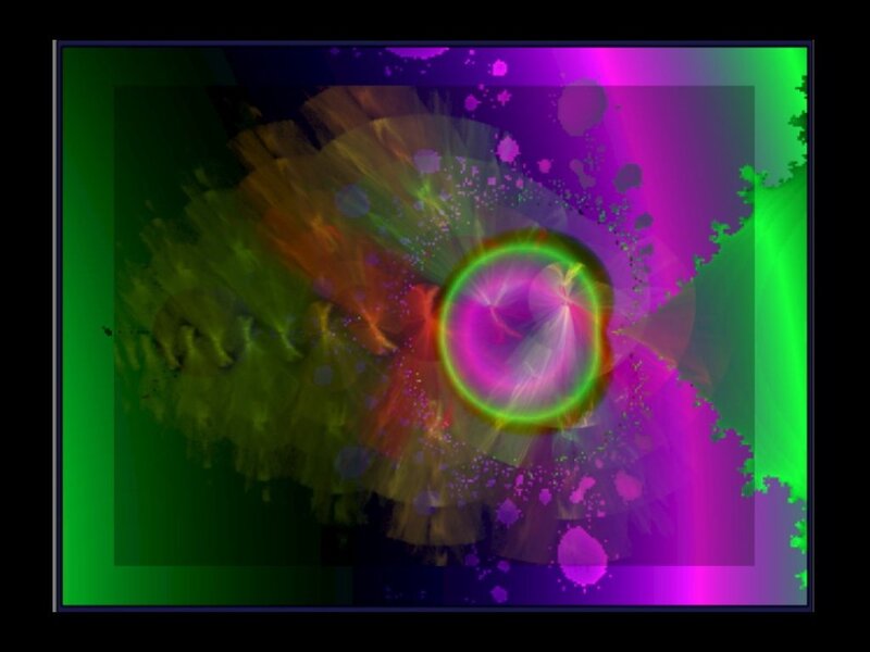 Colorful Fractal Pattern — Green, Vibrant, Abstract, Circle, Splatter