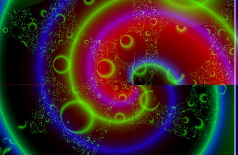 Colorful Fractal Pattern — Green, Vibrant, Abstract, Circles, Glow