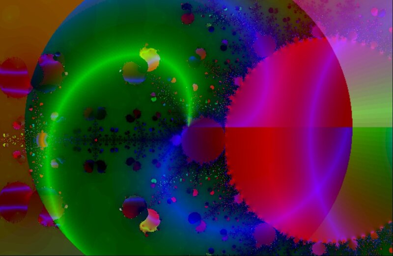 Colorful Fractal Pattern — Green, Vibrant, Abstract, Circles, Particles