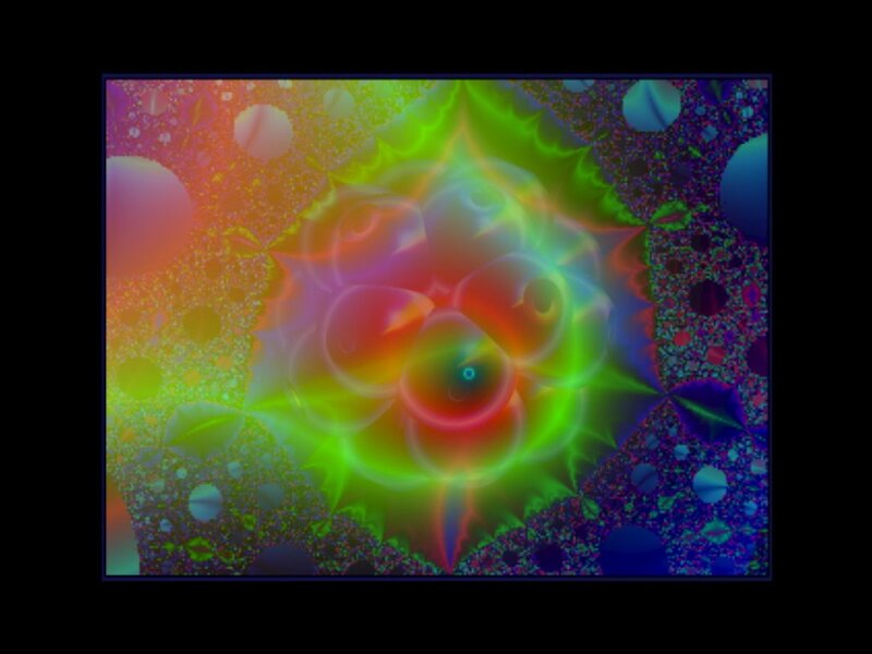 Colorful Fractal Pattern — Green, Vibrant, Abstract, Circles, Spikes