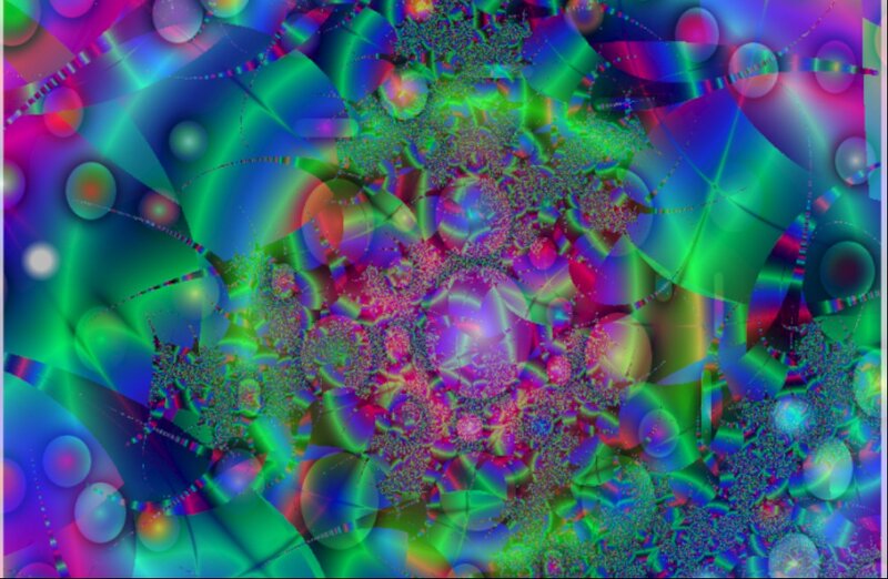 Colorful Fractal Pattern — Green, Vibrant, Abstract, Circles, Spirals
