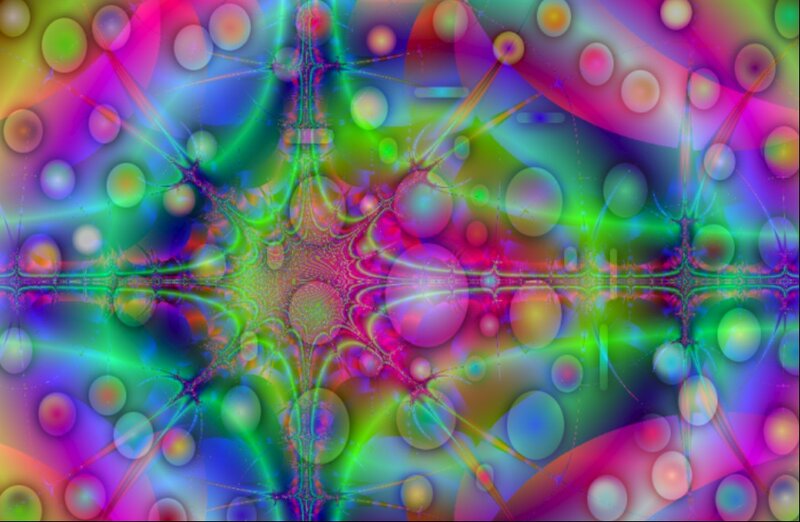Colorful Fractal Pattern — Green, Vibrant, Abstract, Circles
