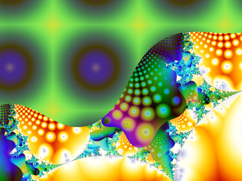 Colorful Fractal Pattern — Green, Vibrant, Abstract, Circles, Waves, Dots