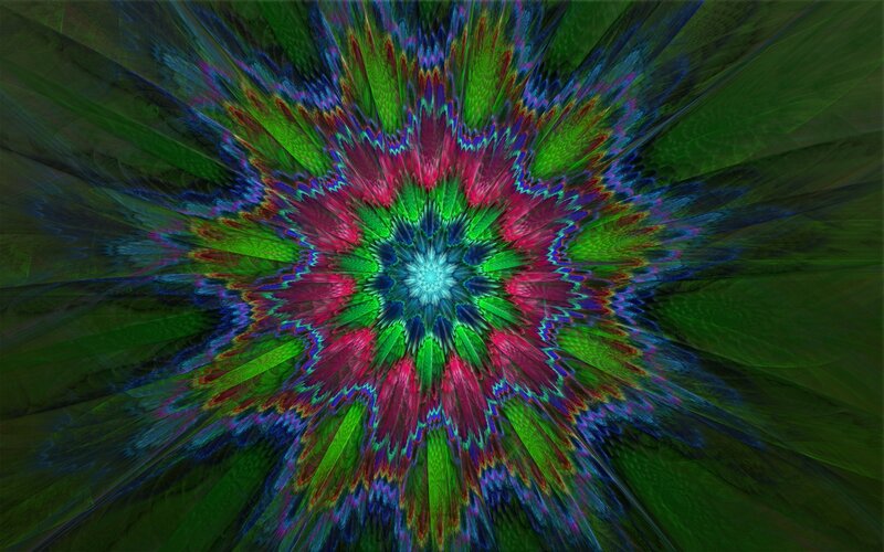 Colorful Fractal Pattern — Green, Vibrant, Abstract, Colors, Patterns