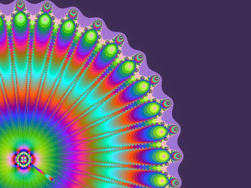 Colorful Fractal Pattern — Green, Vibrant, Abstract, Colors, Rays