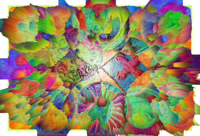 Colorful Fractal Pattern — Green, Vibrant, Abstract, Colors, Symmetry