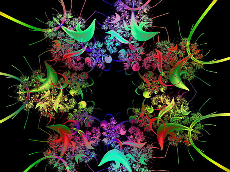 Colorful Fractal Pattern — Green, Vibrant, Abstract, Curves
