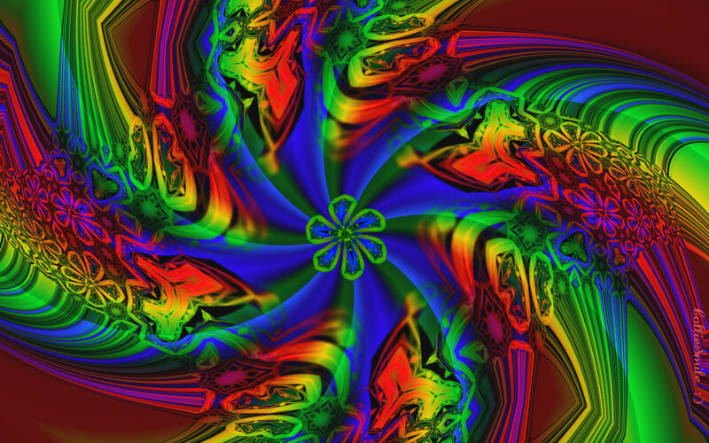 Colorful Fractal Pattern — Green, Vibrant, Abstract, Flower