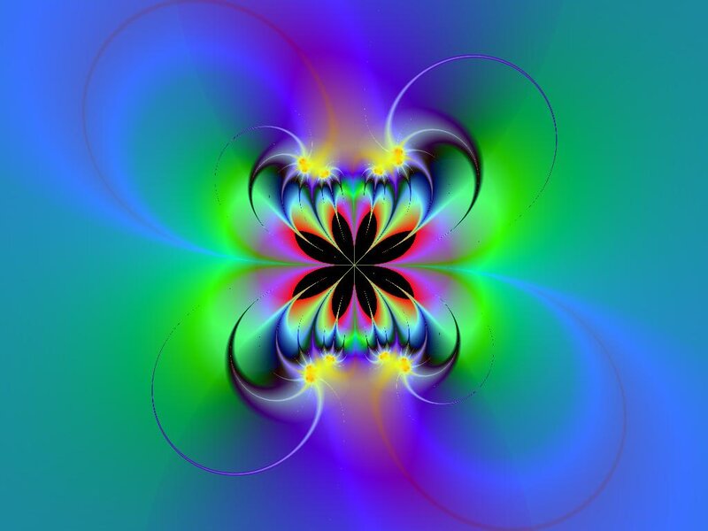 Colorful Fractal Pattern — Green, Vibrant, Abstract, Flowers