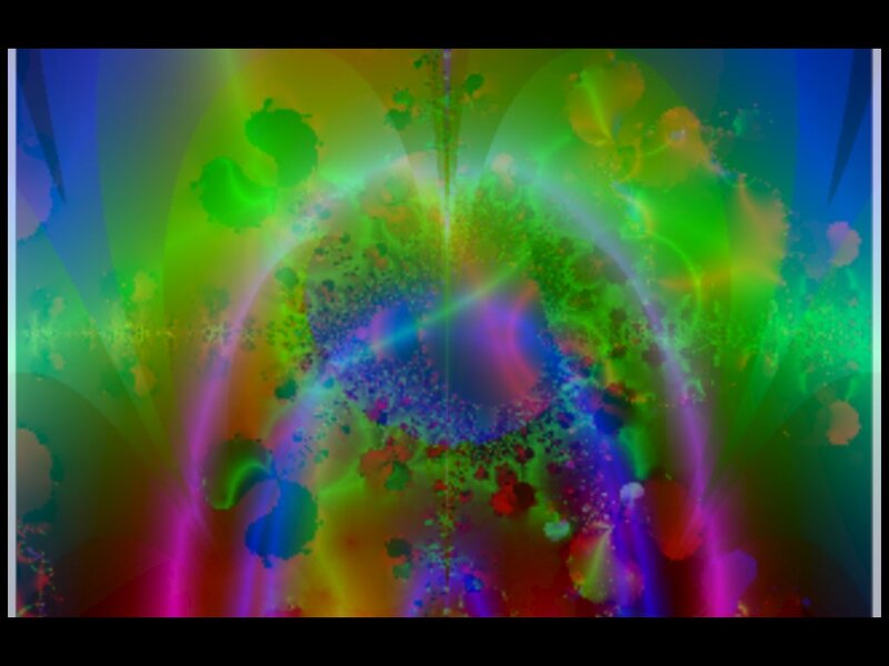 Colorful Fractal Pattern — Green, Vibrant, Abstract, Light Rays