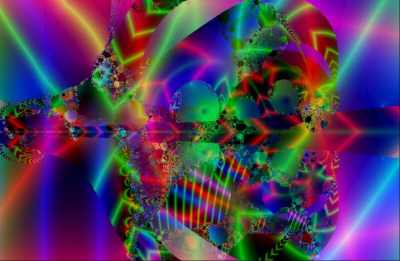 Colorful Fractal Pattern — Green, Vibrant, Abstract, Neon Lights
