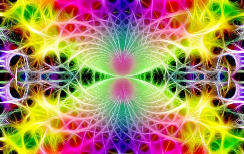 Colorful Fractal Pattern — Green, Vibrant, Abstract, Neural Network