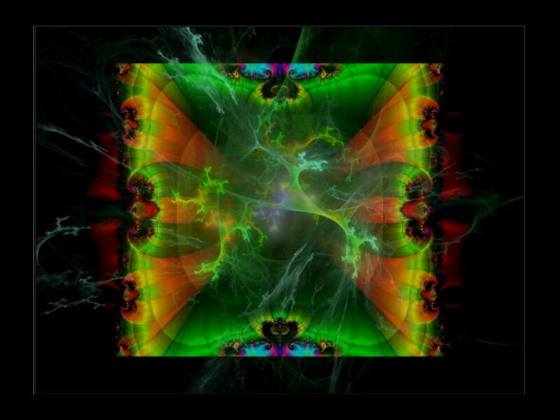 Colorful Fractal Pattern — Green, Vibrant, Abstract, Orange
