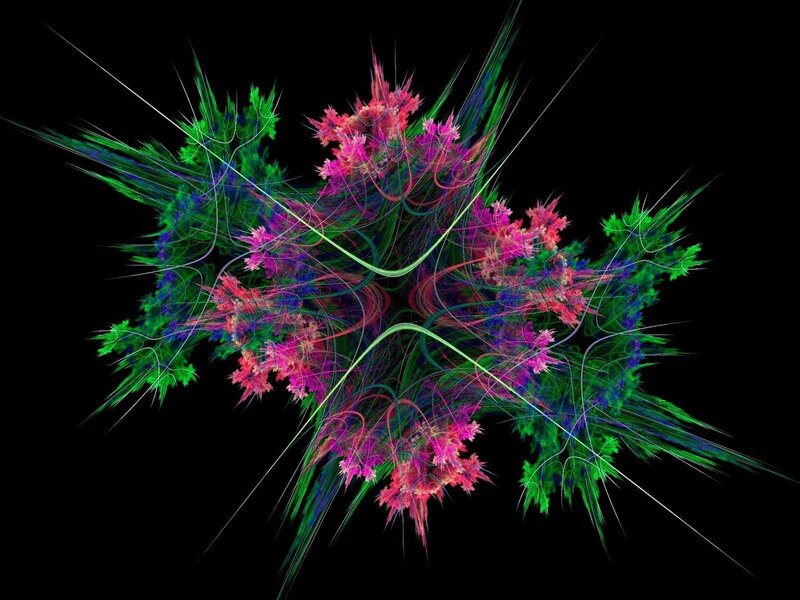 Colorful Fractal Pattern — Green, Vibrant, Abstract, Pink