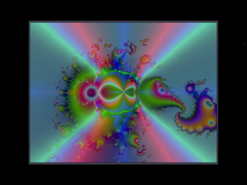 Colorful Fractal Pattern — Green, Vibrant, Abstract, Rays, Shapes