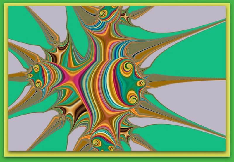 Colorful Fractal Pattern — Green, Vibrant, Abstract, Spikes